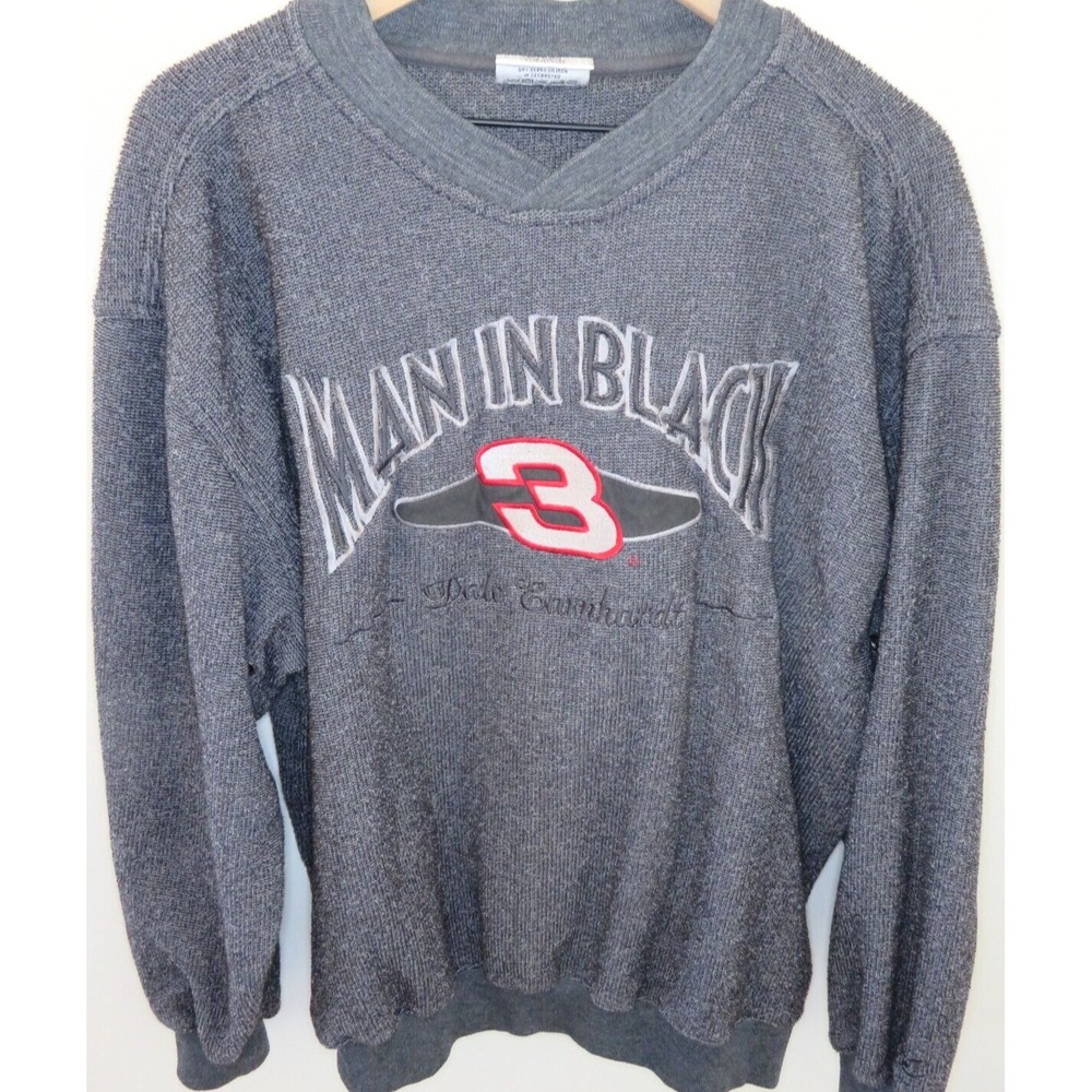 1990s NASCAR Dale Earnhardt #3 Men in Black Crewneck Sweatshirt Pullover Sz L